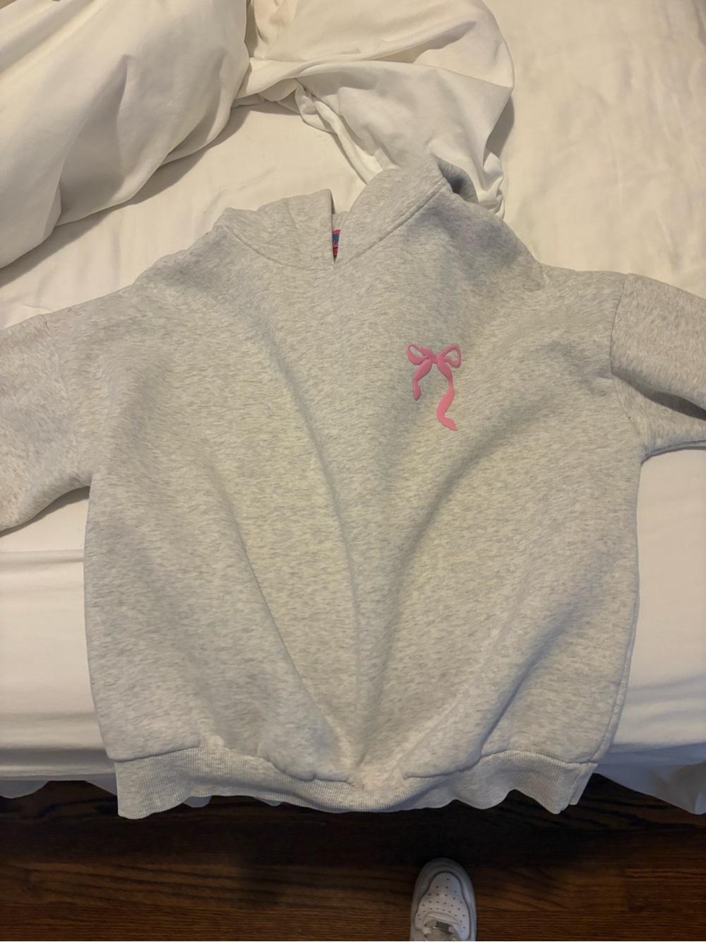 Edikted Grey Hoodie with Pink Bow Accent